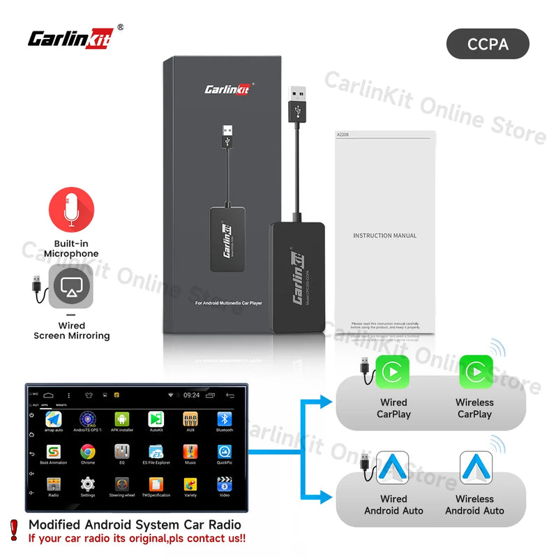Adaptador Dongle para Multimídia Carplay sem fio - Prático