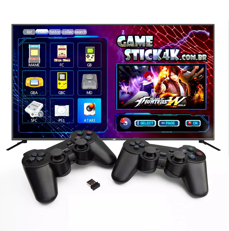 Game Stick 4k Lite Retro 2 Controles Sem Fio Mais de 20.000 Jogos ORIGINAL